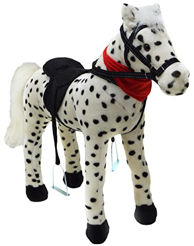 Pink Papaya Stehpferd zum draufsitzen | 75cm Spielpferd zum Reiten Jolly | Pferd zum Reiten für Kinder mit Sound | Sattel Pferd