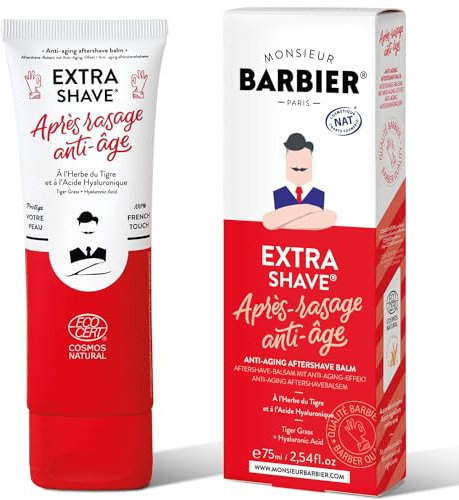 Baume Après Rasage de Monsieur BARBIER | Naturel, Végan, Français | Vertus réparatrices et anti-âge | Activateurs RGNA© & Acide Hyaluronique | Effet cicatrisant sur les micro-coupures | 75mL