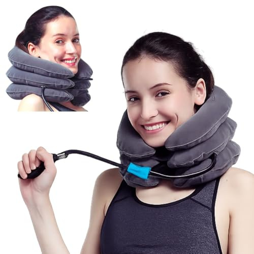 MEDIZED Aufblasbare Cervical Neck Traction Device Verbessern Wirbelsäule Ausrichtung Reduzieren Hals Schmerzen Zervikaler Kragen Einstellbar GRAU Farbe