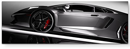 Paul Sinus Art Leinwandbilder | Bilder Leinwand 150x50cm Grauer Sportwagen