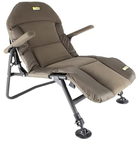 Faith Lounge Chair S - Karpfenstuhl mit Fleecefutter - Ultimativer Komfort - Armlehnen - Metallrahmen - Verstellbare Beine - Kompaktes Design - Max 110kg - 75x64x70cm