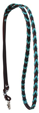 Horse Roping Tack Western Barrel Harness Leather Reins Brown Turquoise 6657TR
