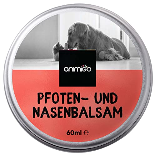 animigo Nasen & Pfotenbalsam für Hunde & Katzen - Für trockene, rissige Nasen & Pfoten im Sommer - 60ml Pfotenpflege & Nasenbalsam mit Lavendelöl, Bienenwachs, Vitamin E - Nasensalbe & Pfotenschutz