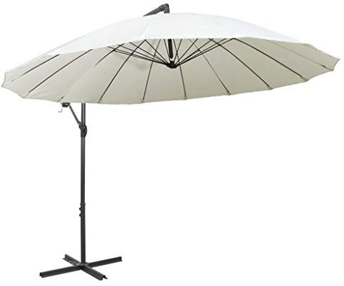 Festnight Parasol Jardin Parasol de Plage Parasol Suspendu Blanc 3 m Aluminium pour Jardin, Terrasse, Balcon