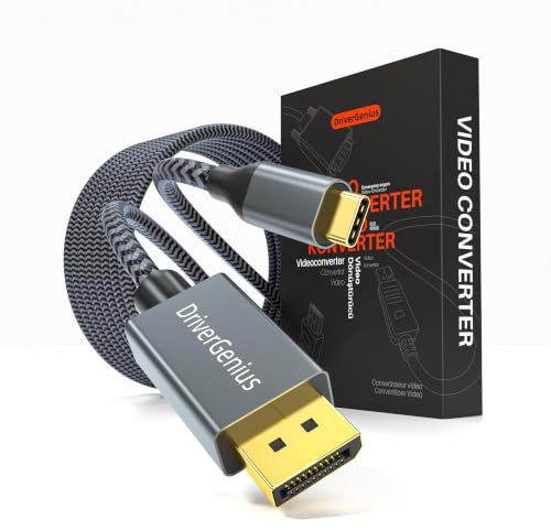 DriverGenius 8K USB-C auf DisplayPort Kabel 1.8 M - USB Typ-C zu DP 1.4 Monitor Video Konverter [8K@60Hz / 4K@144Hz, HDR] | USB-C auf DP1.4 Kabel für 8K@60Hz/4K@144Hz, HDR Unterstützung, für Hochauflösende Monitore, Gaming und Professionelle Nutzung