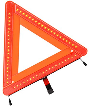 ibasenice Triangolo di Avviso LED Rosso Pieghevole per Auto LED Autoilluminante e Materiale Abs Resistente per Segnalazione Stradale Notturna Sicura