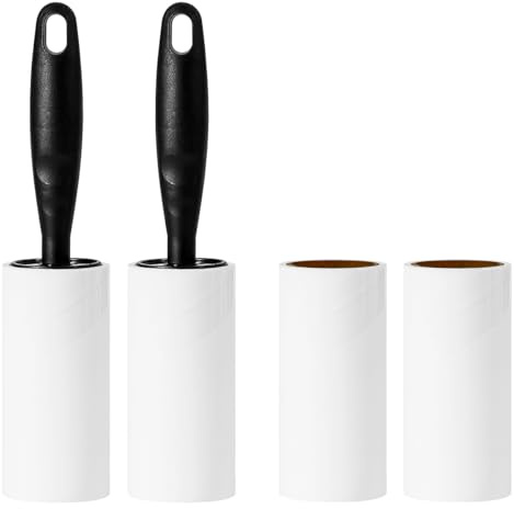 Lint Rollers for Pet Hair Extra Sticky Lint Roller for Clothes Lint Removal 4 Sticky Rolls with 2 Handles (Black/Black Handles & 4 Refills)