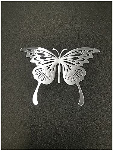 通用 2pcs Gold Metal Butterfly Name Badge Chrome Decal Logo Signs Mobile Cellphone Laptop Ipad Case Cover Skin Stickers Car Sticker (Silver)