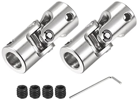 sourcing map 2 Stück Drehbare Kreuzgelenk Wellenkupplung 8mm bis 10mm Innendurchm. L35 x D16 mit Schrauben und Schraubenschlüssel für RC Modell