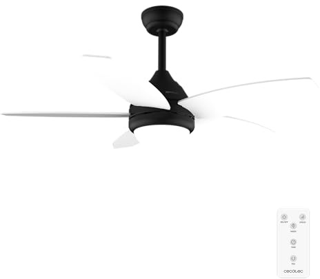 Cecotec - Ventilateur de Plafond avec Lumière EnergySilence Aero 4200 Black&LightWood - 53 W, Diamètre 106 cm, Lampe LED 3 Teintes, Minuterie, 3 Vitesses, 5 Pales, Mode Été/Hiver