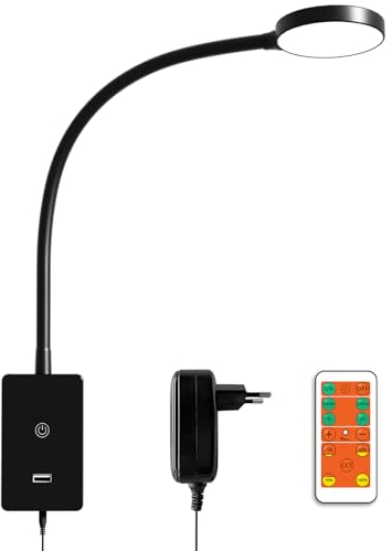 ENUOTEK Lampada da Lettura a Parete, Lampada da Letto a Collo di Cigno da 4W, Lampada a LED Dimmerabile da 3000K, 4000K, 5000K, Applique da Parete con Porta Di ricarica USB da 2A