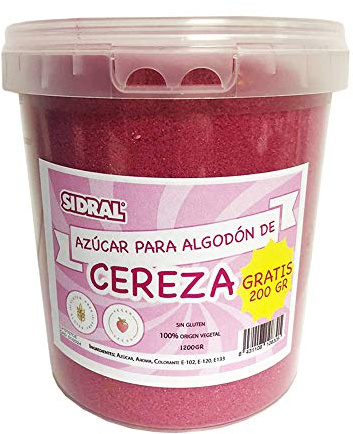 SIDRAL/CERISE| Sucre Barbe à papa pour Machine/ 1200 gr (200gr. GRATUIT)…