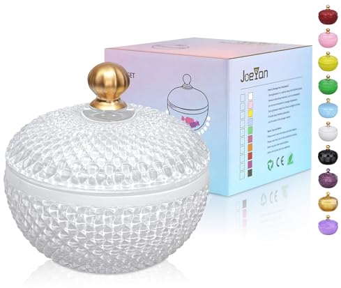 Joeyan frascos pequeños de vidrio Blanco para dulces con tapa,platos de cristal grabados para caramelos,nueces,chocolate,galletas,frasco decorativo para bodas,buffet de fiesta,decoración del hogar