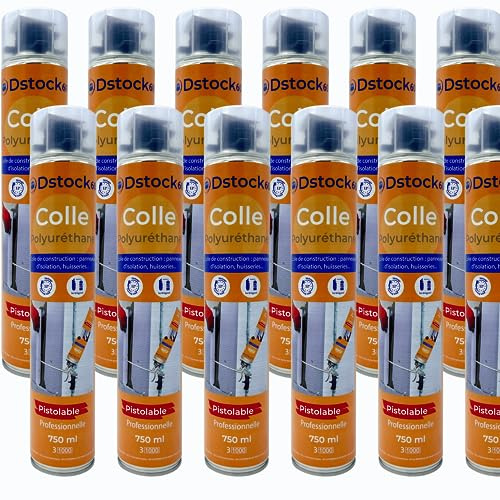DSTOCK60-12 colles de montage polyuréthane pistolable - Colle polyuréthane non expansive - Pour le collage et montage de matériaux isolants, panneaux XPS et EPS, rouleaux d'étanchéité toiture bitume