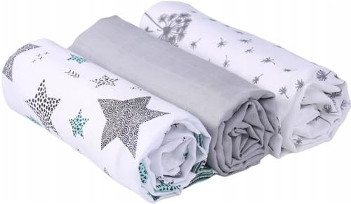 Soft 3-Pack Squares Baby Muslin Nappies Cloth Diaper 100% Cotton 70X80cm Stardust