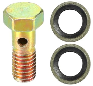 VekAuto Boulon De Banjo Simple Bronze 1pc Pour Frein Métal | Filetage M8x1.25, Longueur 23mm, 3 Trous, Avec 2 Rondelles, Pour Voiture Camion Moto, Anti-Corrosion, Installation Facile