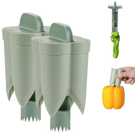 2 Stück ABS Chili-Kernentferner, 2 in 1 Pfeffer-Entkerner, Paprika-Entkerner, Pfeffer Kernentferner, Pepperschneider, Pepper Seed Corer Remover, Samen Entkerner für Paprika, Jalapeno Chili