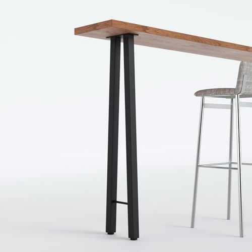 Homtone 2 gambe resistenti per bar per la colazione, 105 cm, gambe per tavolo industriale, in metallo, per tavoli alti, progetti di mobili fai da te, nere (H105 x W22 cm, forma ad H)