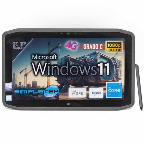 SIMPLETEK - Tablet Rugged 12 i5 6th Gen Windows 11 Pro 8GB 2TB Touchscreen mit SIM Modul LTE 4G Touchscreen Notebook (Generalüberholt)