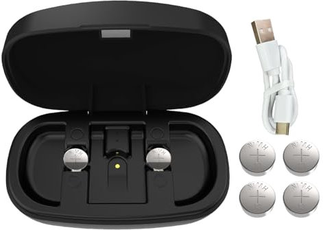 Batterie ricaricabili per apparecchi acustici e caricabatterie per 13 amplificatori per apparecchi acustici, caricabatterie con 4 batterie ricaricabili a bottone