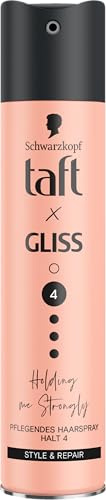 Taft Spray coiffant Gliss Holding me Strongly - Degré de tenue 4 (250 ml) - Tenue forte pour tous les types de cheveux - Laque sans silicone avec huile d'argan et provitamine B5