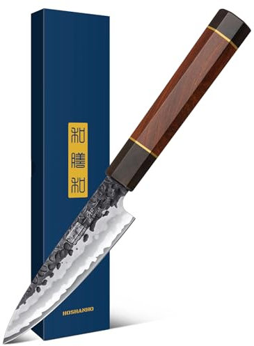 HOSHANHO Giapponese Spelucchino 9.5cm, Professionale Forgiato a Mano Coltello per Frutta, Coltello Cucina da Frutta Universale Coltelli da Chef Multiuso Super Affilato