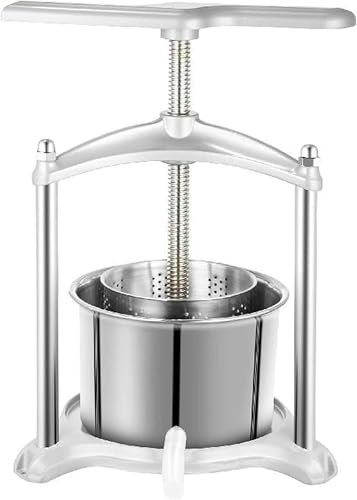 FUEPRFL Weinpresse, 3L Edelstahl-Entsafter, manuelle Weinpresse zu Hause für die Weinherstellung, Obst- und Gemüsepresse~/