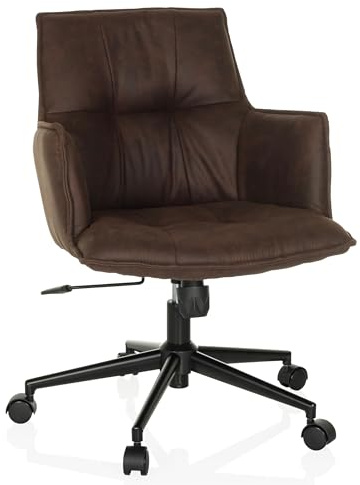 hjh LIVING Homeoffice Stuhl gepolstert SOLAO Life Schreibtischstuhl Drehstuhl höhenverstellbar, Stoffbezug Dunkelbraun