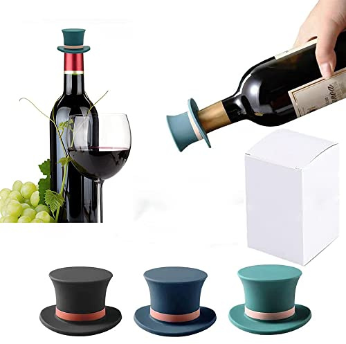 Weinstopper, lustige und wiederverwendbare Silikon-Flaschenkappen, dekorative Weinsiegel-Konservierungs-Zubehörset für Weihnachtsferien, Packung 3