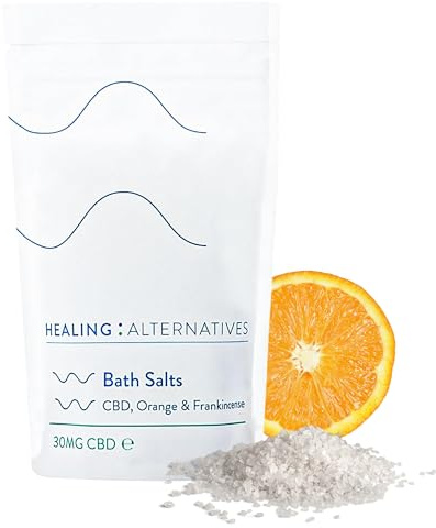 Healing Alternatives CBD Bath Salts, 200g | Orange & Frankincense Dead Sea Salts | 30mg Broad-Spectrum CBD & 21 Minerals for Joint Mobility, Relaxation & Wellbeing | Menopause Support