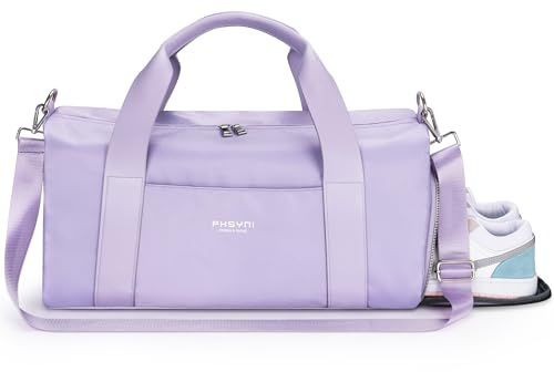 Borsa Palestra Donna & Uomo,Adulti Borsa Sportiva con Porta Scarpe e Tasca Umida da Viaggio, Sport, Fitness, Piscina(Viola,19 Size(49 CM))