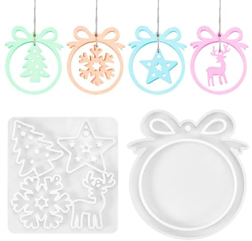 TELAIN Silicone Mould Christmas, 2-Piece Set, Perfect for Raysin Casting Powder and Plaster Moulds, Ideal for Creative Christmas Decorations