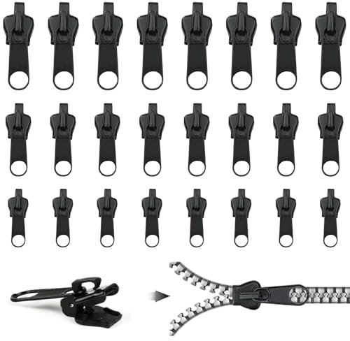 AHEJIOO 24 Stück Reißverschluss Reparatur Set, Zipper Für Reißverschluss, Reißverschluss Schieber Ersatz, Abnehmbare Reißverschluss Zipper, Reißverschluss Schieber Ersetzen, Für Jacke/Mantel/Rucksack
