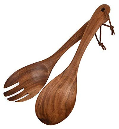 Ensemble de Couverts à Salade en Bois, Ustensiles de Cuisine Légers pour L'intérieur et L'extérieur, Ensemble Cuillère à Salade et Fourchette, Fabriqués avec une Poignée épaisse
