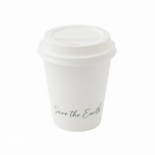 Générique 1000 Gobelets 20 cl (7 oz) en Carton Blanc avec Couvercles en Plastique – Tasses Jetables avec Couvercles Hermétiques et Résistants pour Boissons Chaudes et Froides