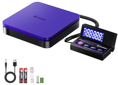 UNIWEIGH Digitale paketwaage bis 50kg/0.1oz Präzise,Postwaage mit 5 Einheiten/LCD/Tara/Hold Funktion,Auto-Off,Versandwaage für Pakete Small Business/Mail Scale,Inklusive Batterie & USB Power