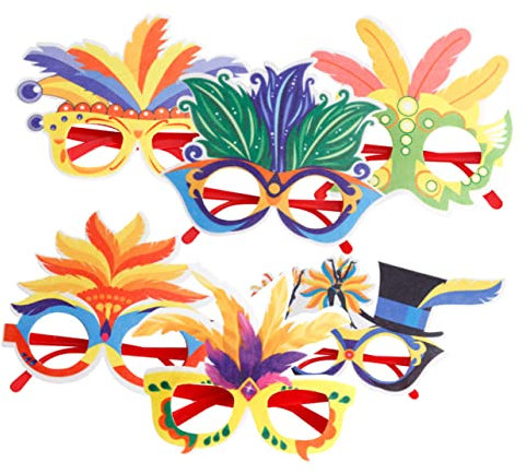 Cabilock 6St Karneval Brille quadratische Schnapsgläser Becher mit Deckel und Strohhalm Zirkus Dekorationen Girlande faschingskostüme karnevalskostüme Maskerade-Brille Partyzubehör