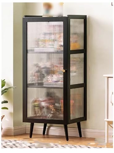 YPIOUREN Vitrinenschrank Wohnzimmer vitrine Display cabinet Glasvitrine stehend Vitrine mit Tür und Schloss Glasvitrine antike Vitrine geeignet for Wohnzimmer Schlafzimmer und Büro(Black,107*42cm/42.1