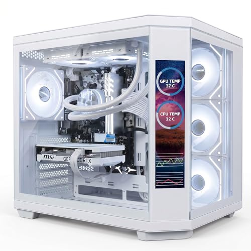 ionz Gaming PC - Desktop Computer, Ryzen 7 5800X, Nvidia RTX 5060, 16GB RAM, 1TB NVME SSD, 240mm AIO, 600W 80+ PSU, WiFi, Windows 11, White - Apex Vision LED