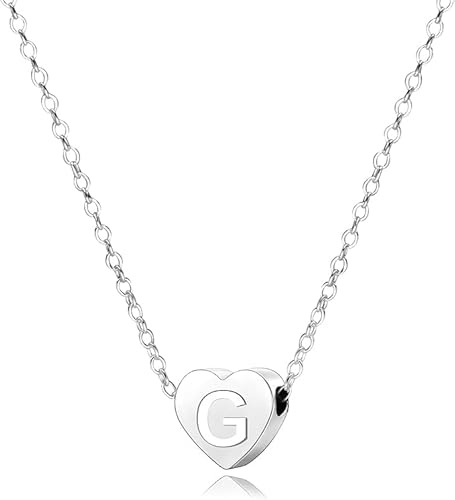 S925 Argento A-Z Capitale Iniziale Cuore Ciondolo Collane per Le Donne Ragazze Signora per Mamma Sorella Amici Natale Compleanno Diploma Donne Choker Collana Piccole Collane Gioielli di Moda (G)