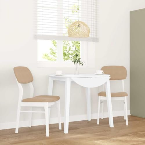 Fasba Esszimmerstühle Küchenstuhl Stuhl Set Stühle Wohnzimmerstuhl Küchenstühle Esszimmerstuhl Essstuhl mit Kissen 2 STK. Weiß Massivholz Gummibaum 45 x 56 x 86,5 cm