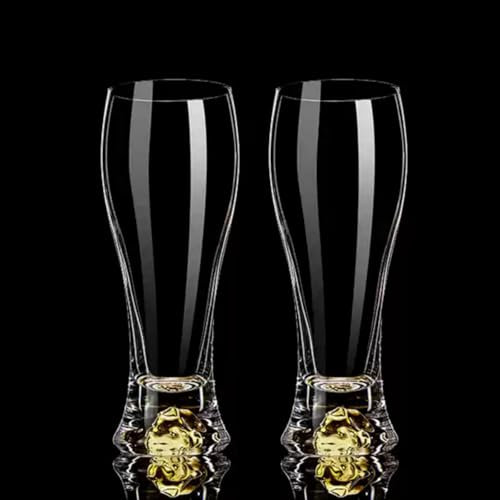 Supercap - Lot de 2 verres à bière transparents avec montagne, verres à bière modernes, design unique pour bière artisanale, pub, camping, extérieur, 473,6 g, montagne dorée, 338,9 g
