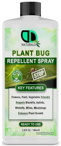 100% Natural Plant Bug Repellent Spray – Ready to Use, Effective Against Blackfly, Aphids, Whitefly, Mites & Mealybugs – Enhances Plant Growth for Flowers, Fruits, Vegetables (100ml)