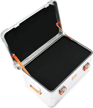 Alubox Alukiste abschließbar ES47 - Premium Aluminium Lagerbox 47 Liter mit Schaumstoffmatten Würfelschaum - Deckel mit Aluminium Druckguss Stapelecken und Gummidichtung - inklusive Schlösser