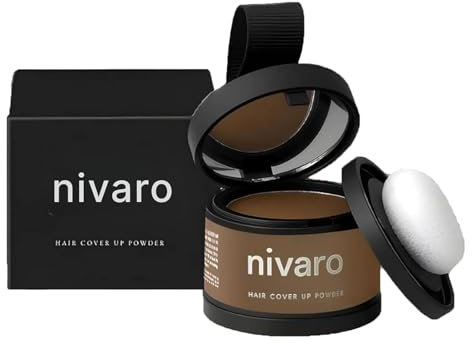 Nivaro Polvo Capilar, polvo de encubrimiento de cabello de Nivaro, polvo de sombra de capa de raíz instantáneamente, polvo de lana de larga duración con espejo (Ash Brown)