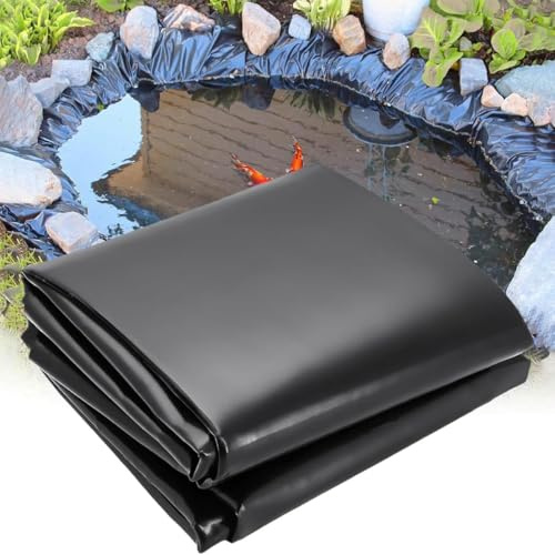 Base Pond Membrane Impermeable Lining HDPE Material Anti-Puncture and Tear Tarpaulin Easy to Be Cut for Fish Pond Fountain Stream Thickness: 0.12mm-5mil(23X23ft)