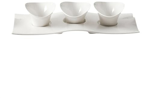 Sojasaucenschale, weißes Porzellan, Gewürzschale, Haushaltskeramik, Salatdressingschale, Schale, kreatives Geschirr, DREI Fächer, Snackteller, Dipschalen