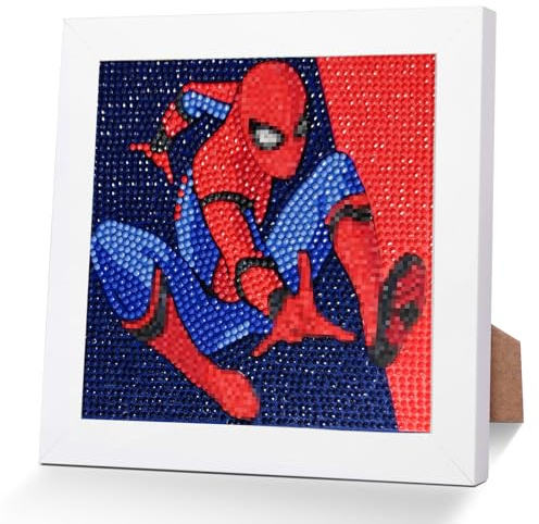 QDUODUO Diamond Painting mit Rahmen für Kinder ab 6 Jahre, Teenager und Erwachsene Anfänger, 18x18cm Kleine 5D Diamant Malerei Bilder, Cartoon DIY Mosaik Bastelset für Jungen Mädchen und Home Deko
