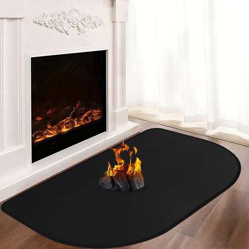 Khongoo Hearth - Alfombra ignífuga para chimenea, 120 x 70 cm, 1 mm, color | Alfombrilla ignífuga de 1000 °C para quemador de troncos, alfombrilla de fibra de vidrio que protege los suelos de las