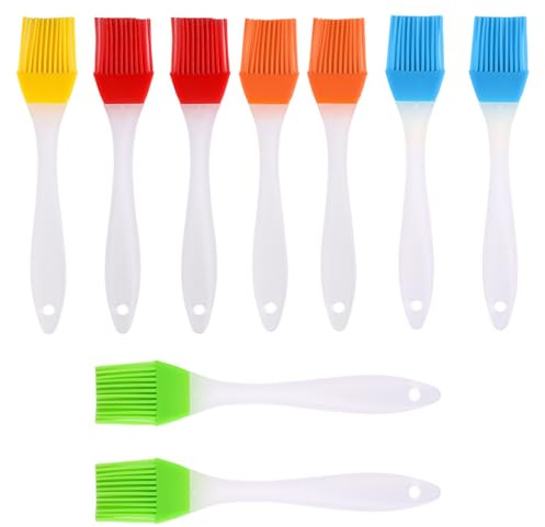 LQUYTA 9 Pezzi Pennello da Cucina Small Olio Spazzola Silicone Griglia Burro Spazzola Griglia Spazzola BBQ Cottura Spazzola Cibo Spazzola 5 Colori